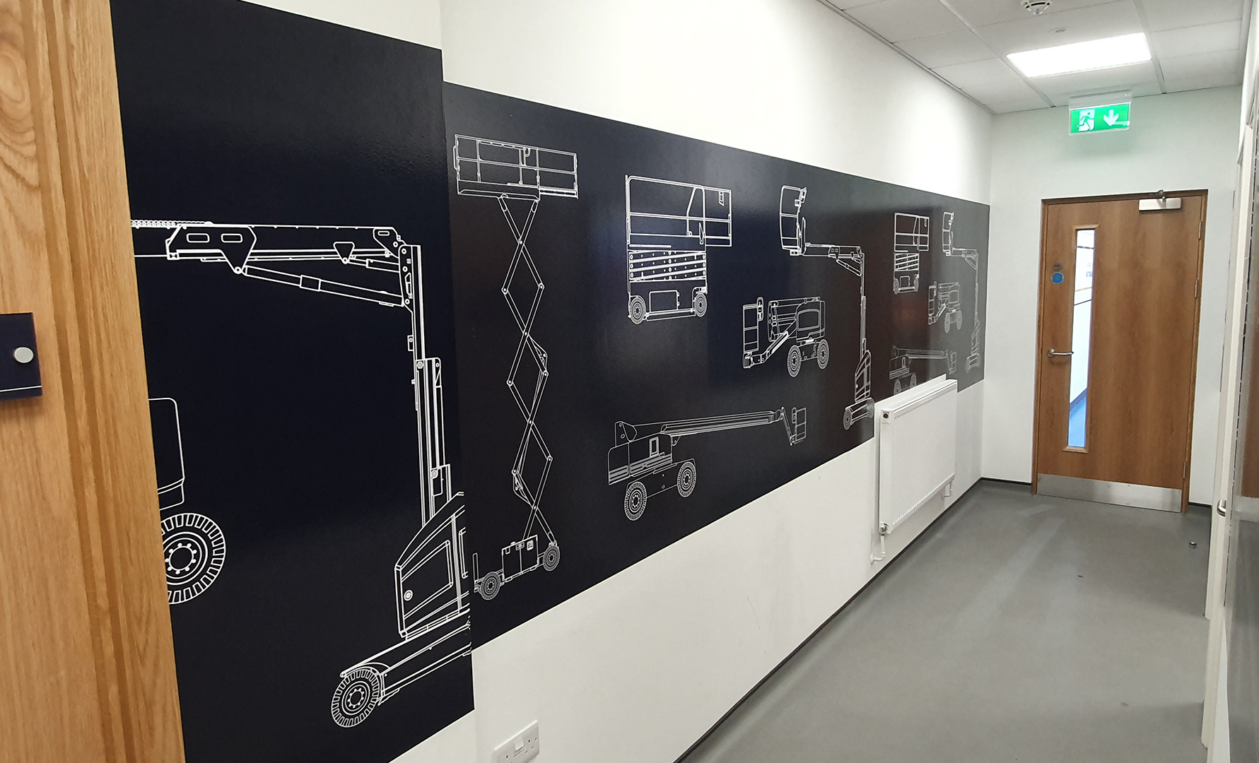 2 riwal corridor machine drawings – vinyl graphics