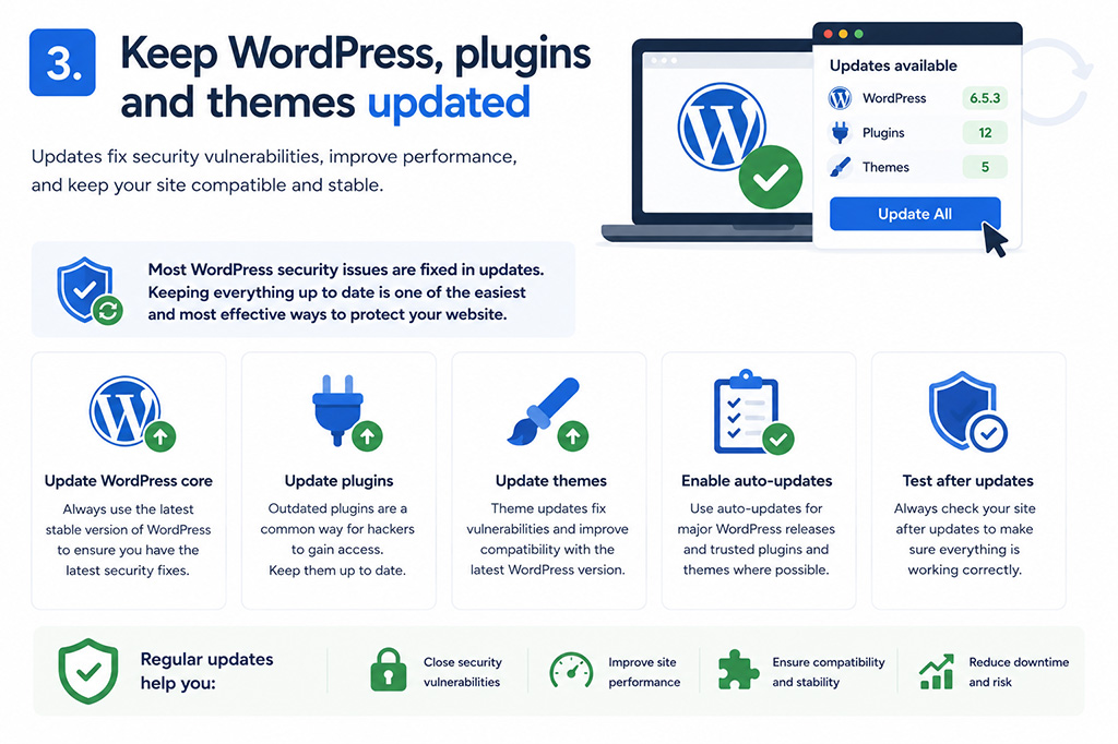 3 Keep WordPress, plugins and theme updated