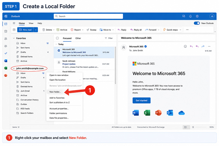 Create a local folder