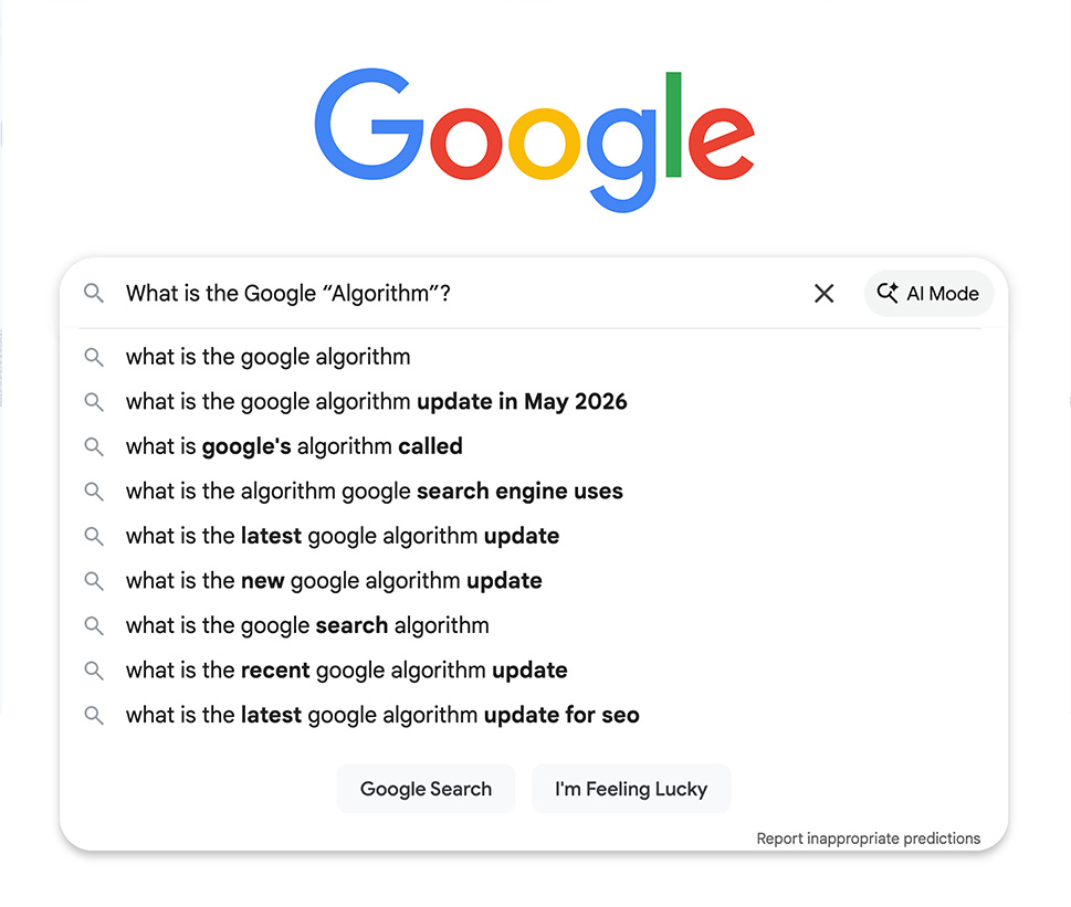 google search page - algorithm update
