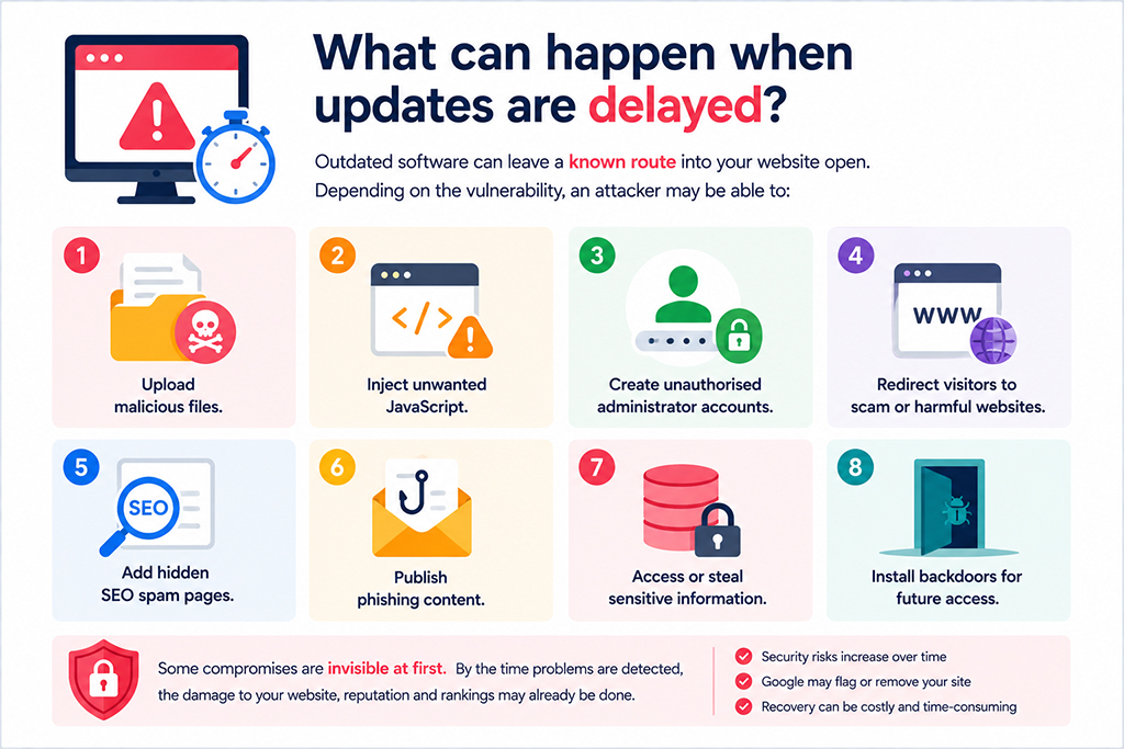 What can happen when updates are delayed