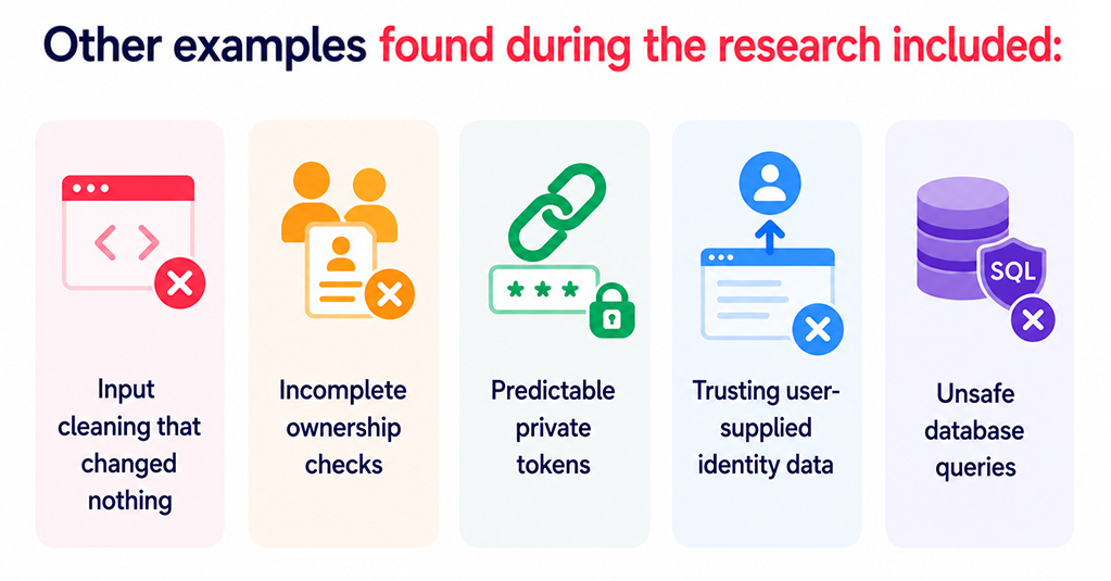 Other examples found during the research included