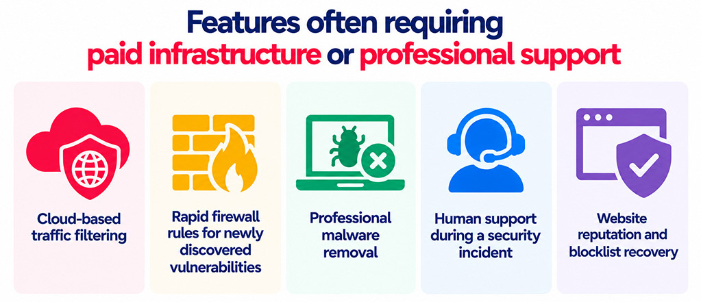 Features often requiring paid and or professional support