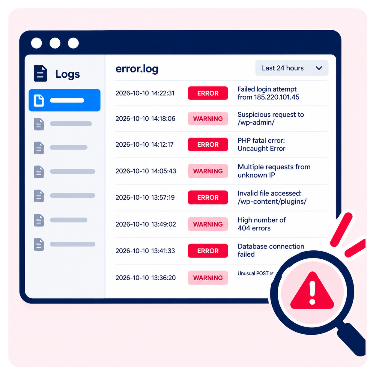 10. Your website logs show unusual errors or activity