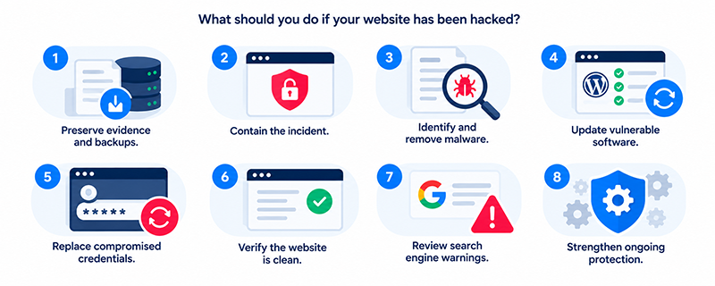 What should you do if your wensite has been hacked?